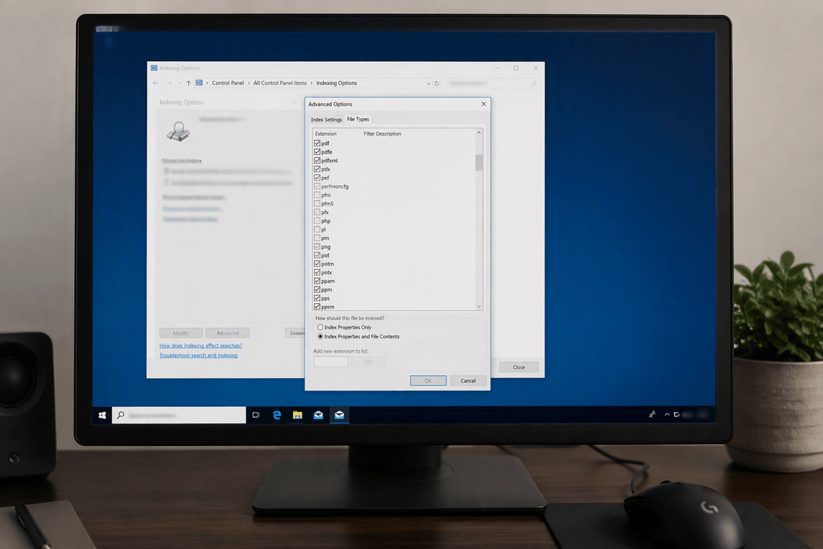 Confirm what locations and file types Windows is indexing