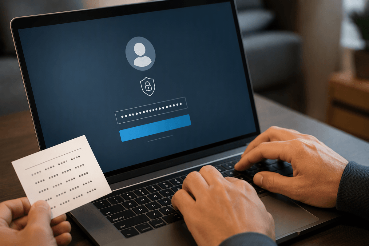 Using a backup code during sign-in, step by step